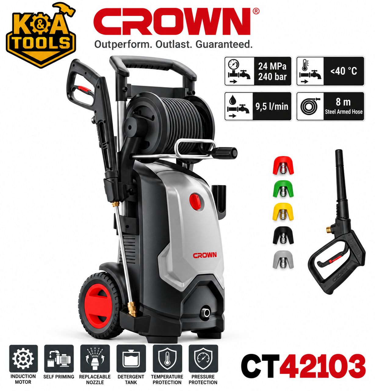 Nettoyeur Haute Pression 3500W 9L/MIN 240BAR Crown