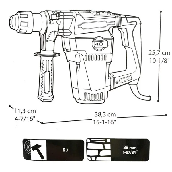 Marteau perforateur rotatif et piqueur robuste  1500W CROWN