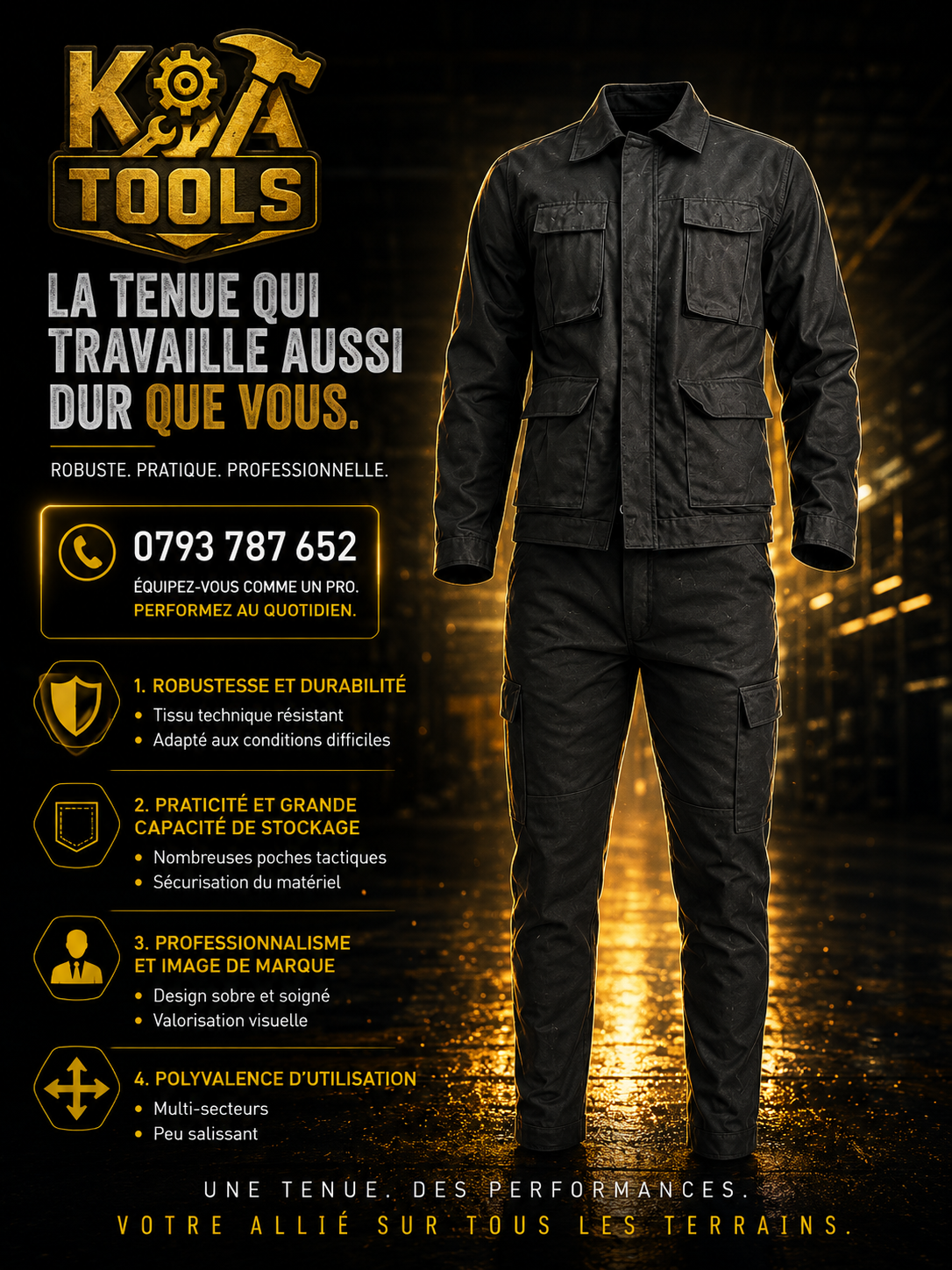 tenue de travail et de sécurité noire