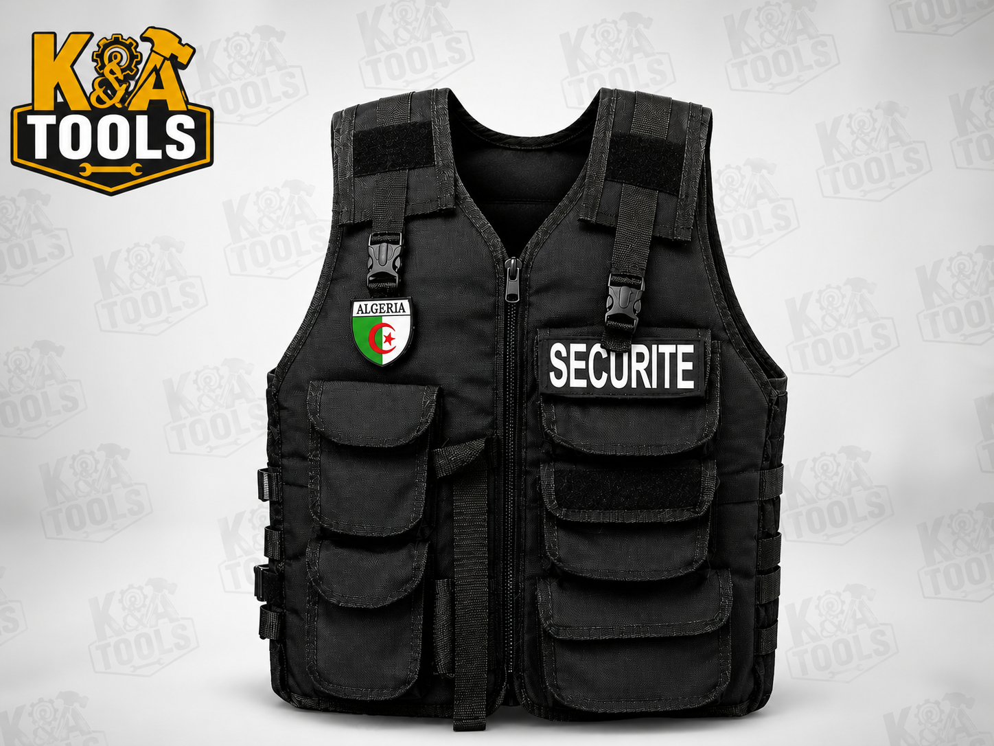 Gilet tactique noir de sécurité et d'intervention