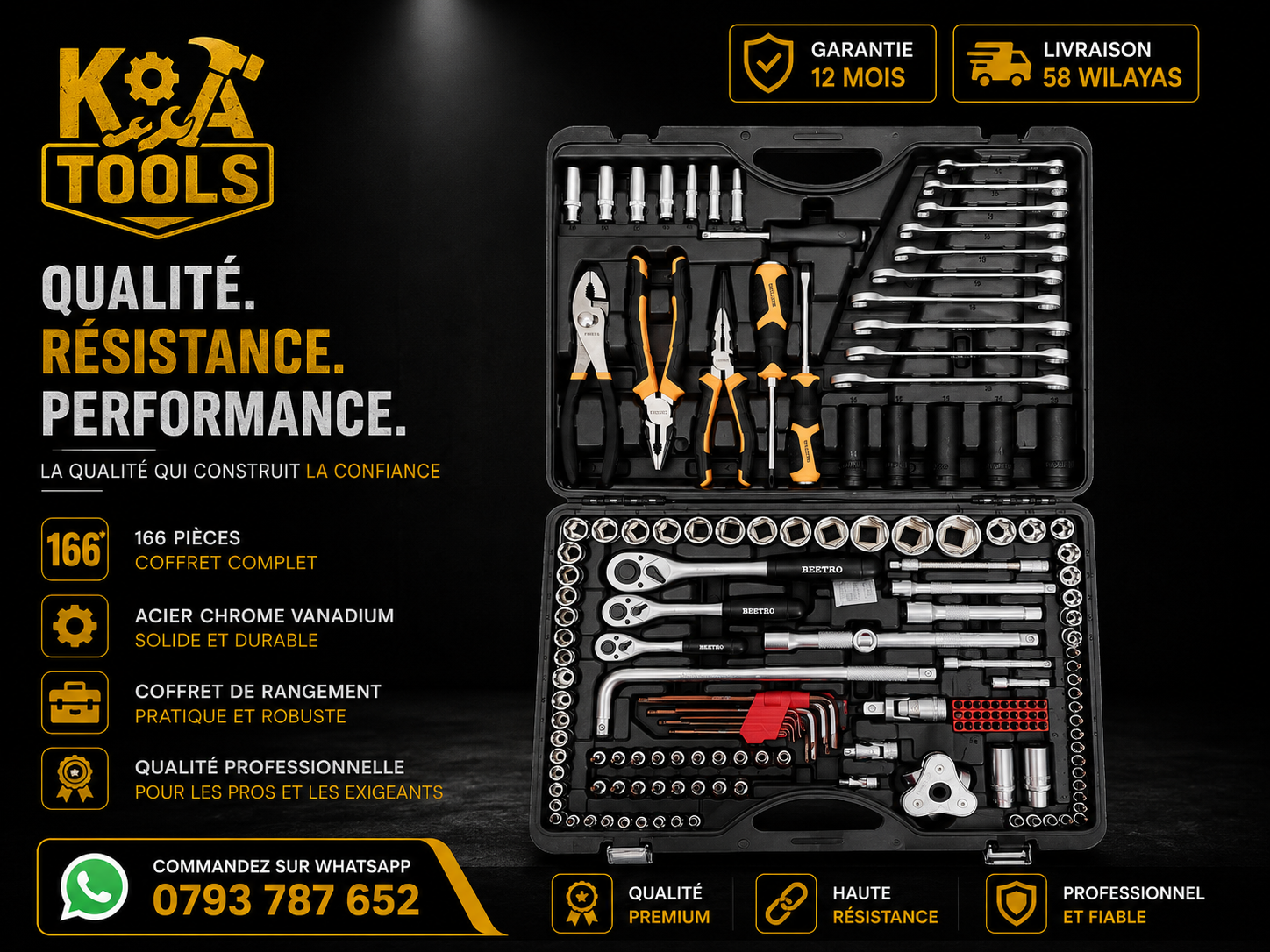 Coffret de Douilles et Outils Professionnel BEETRO 166 Pièces