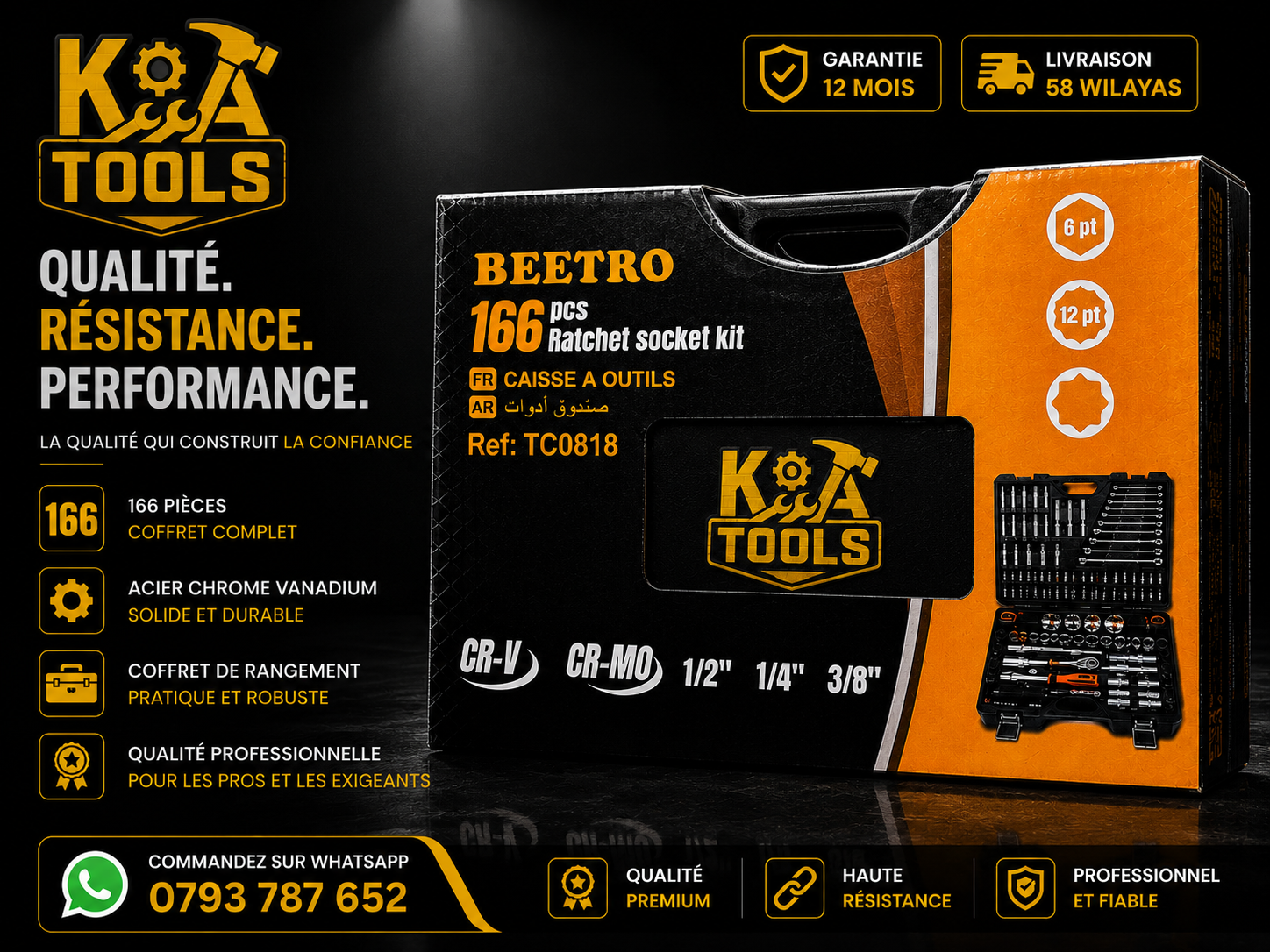 Coffret de Douilles et Outils Professionnel BEETRO 166 Pièces
