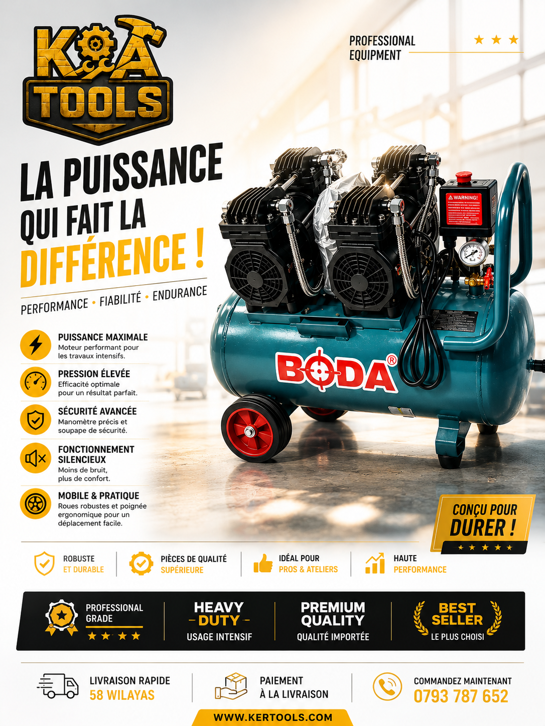 Compresseur d'air lubrifié ou sans huile (oil-free)