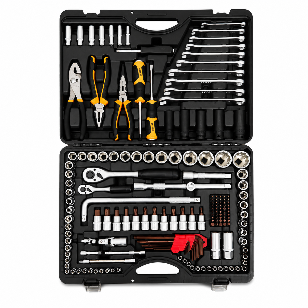 mallette d'outillage professionnelle complète de 176 pièces en acier chrome-vanadium