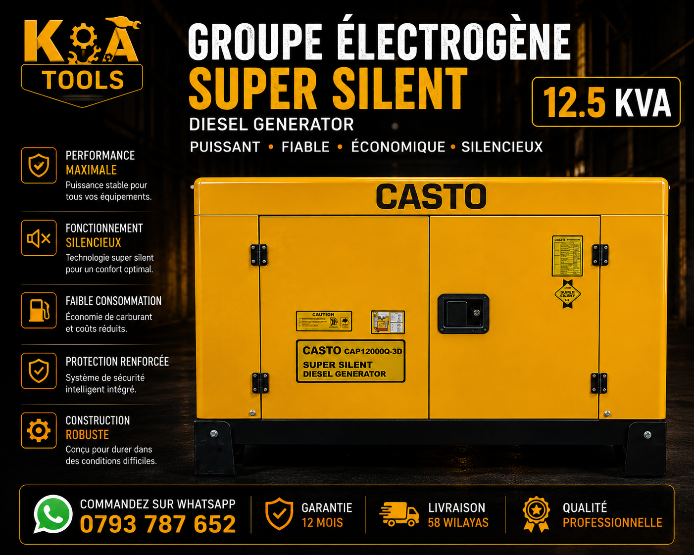 GROUPE ELECTROGENE CASTO 12.5 KVA