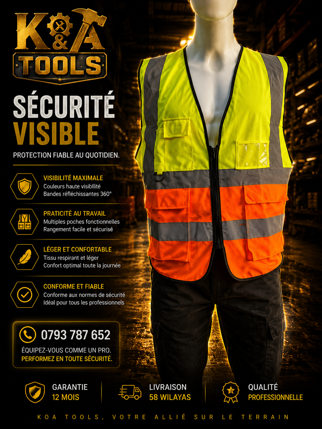 gilet de sécurité haute visibilité bicolore