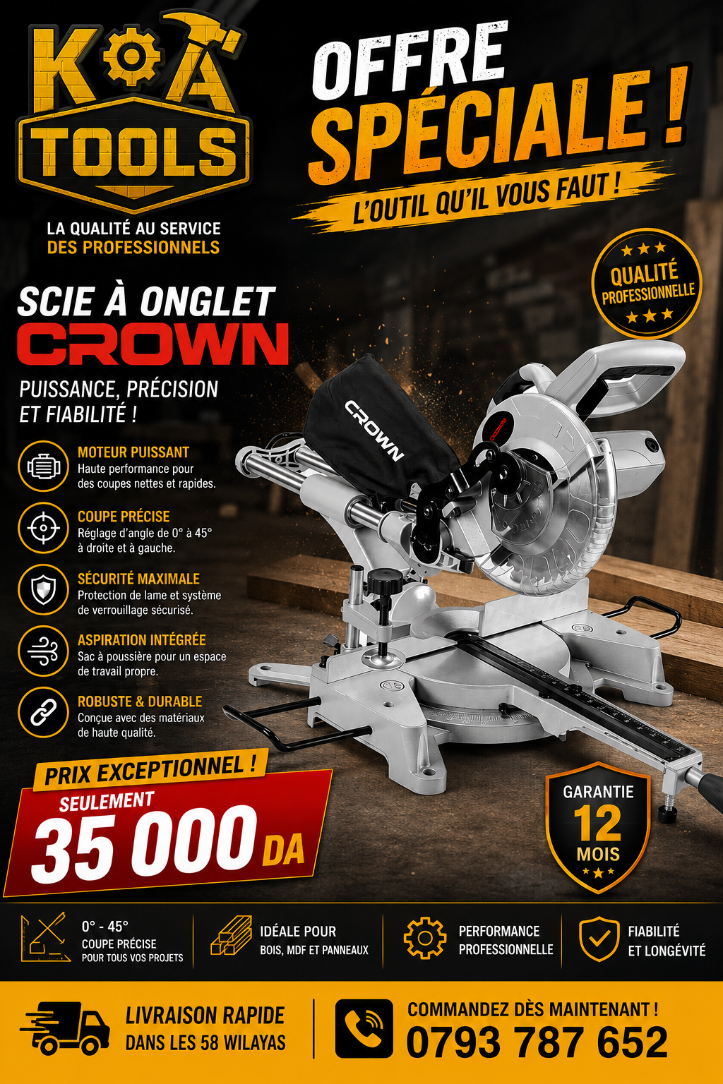 Scie à onglet radiale de 2000W
